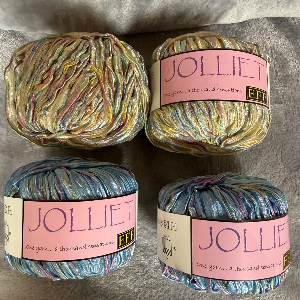 Filati Jolliet FFF Ribbon Yarn Lot 4 Skeins Italy Nylon Polyester Colors 12 -15